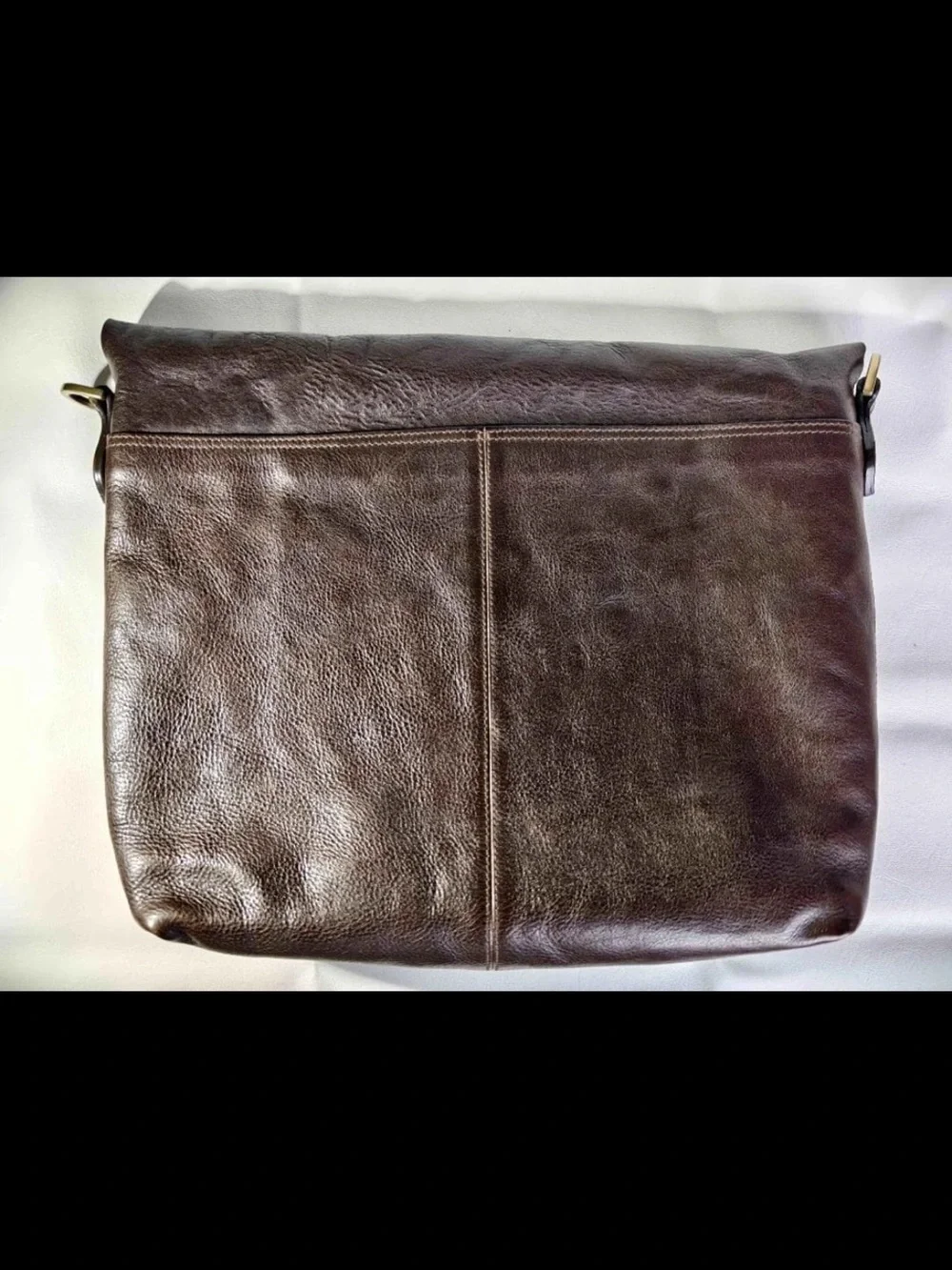 Mulberry Dark Brown Leather Messenger Bag with Brass Hardware